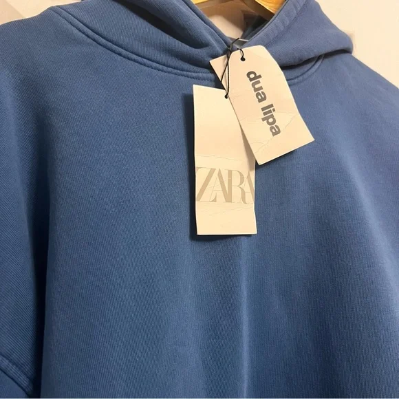 Zara & Dua Lipa Collaboration, L Blue Concert Hoodie with